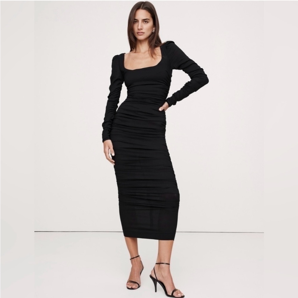 Banana Republic Crepe Black Long Sleeve Dress